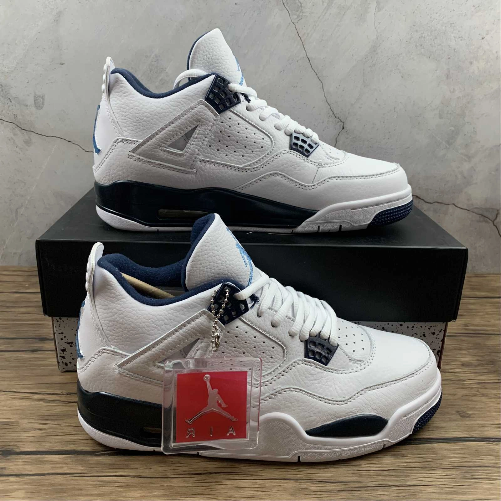 Ultra Cushioned Collar Stretchable Material Air Jordan 4 Retro Ls Legend Blue Midnight White Navy 314254-107