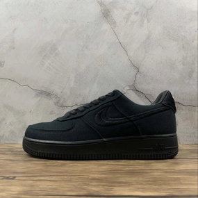 Air Force 1 Low Stussy Triple Black CZ9084-001 Long Step