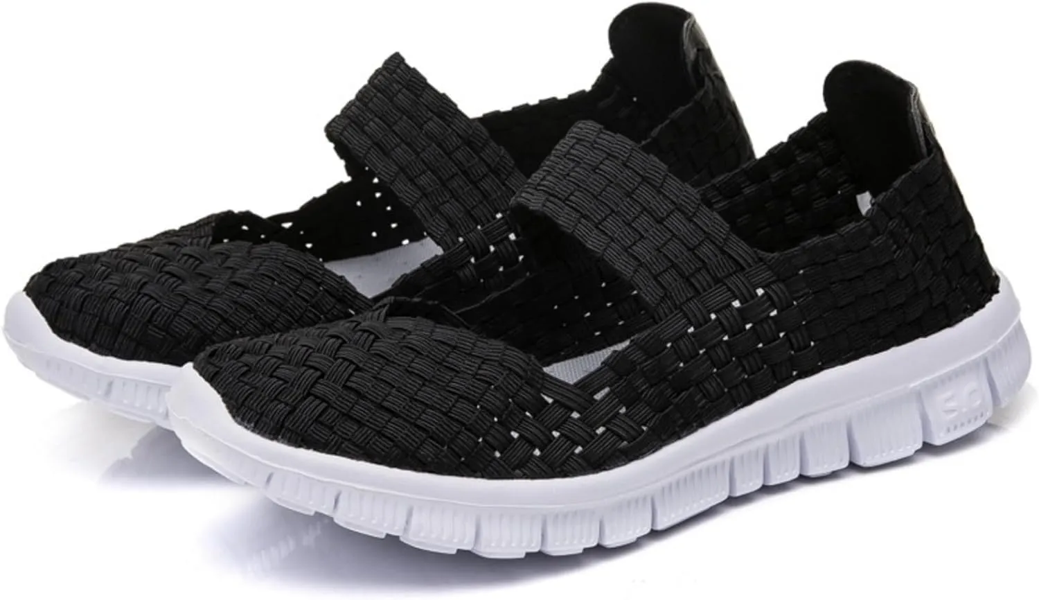 Women Elastic Woven Walking Shoes Lightweight Breathable Mary Jane Nurse Shoes Comfy Casual Non Slip Lightweight Sneakers Flats Sandals Indoor Outdoor