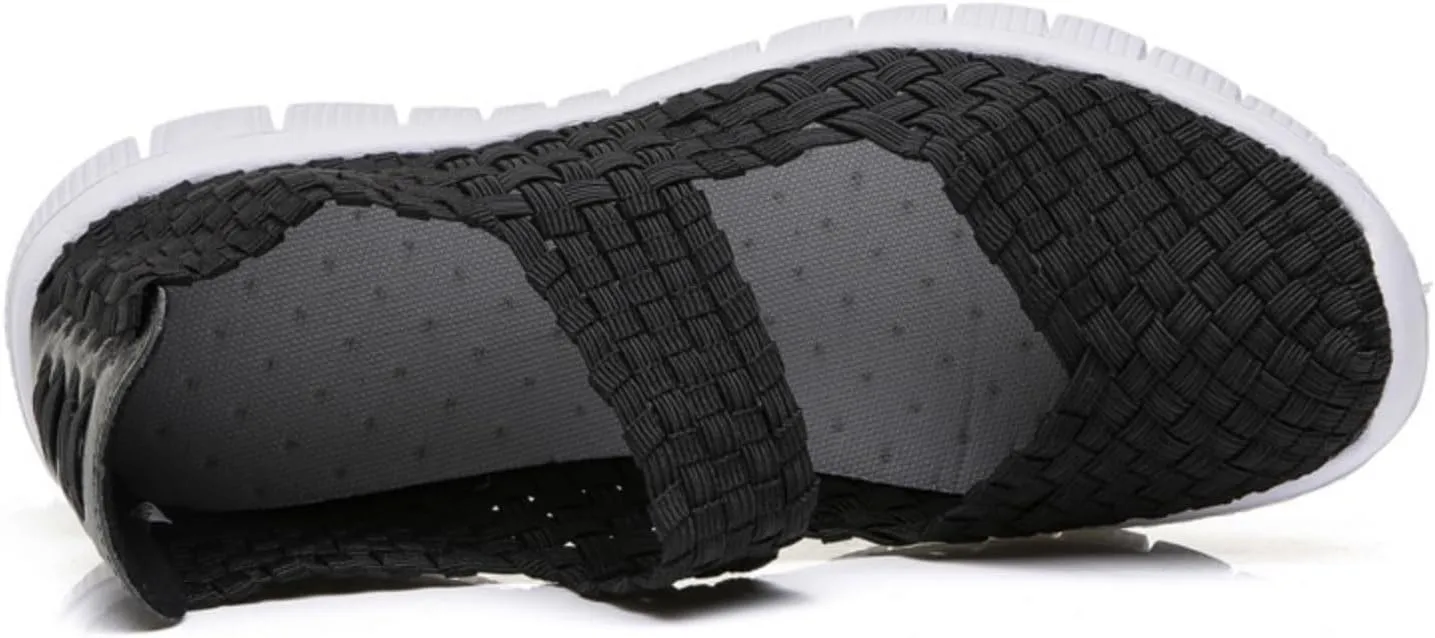 Women Elastic Woven Walking Shoes Lightweight Breathable Mary Jane Nurse Shoes Comfy Casual Non Slip Lightweight Sneakers Flats Sandals Indoor Outdoor