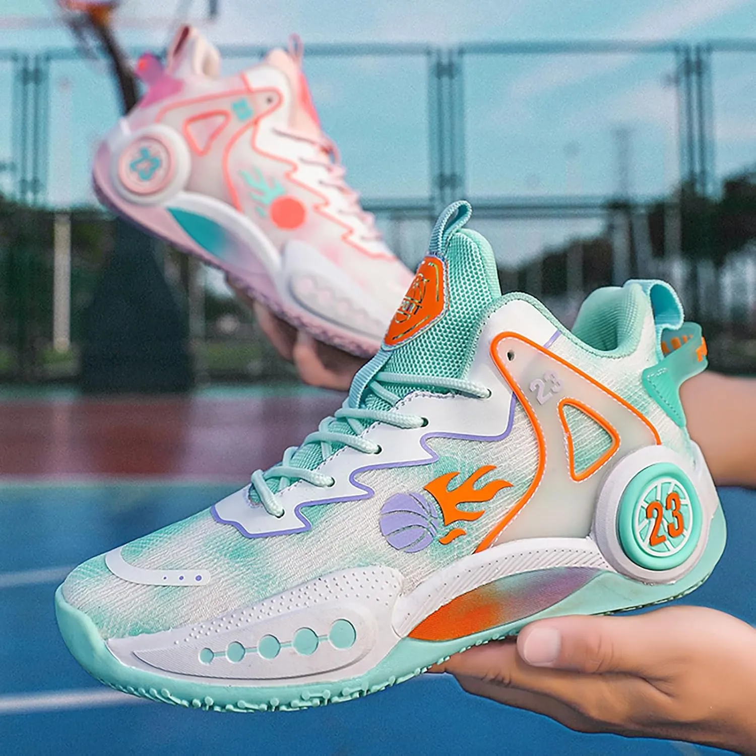 Women Men Basketball Shoes Casual Fashion High Top Lace Up Running Sneakers Color Blocking Sport Shoes Walking Tennis Shoes