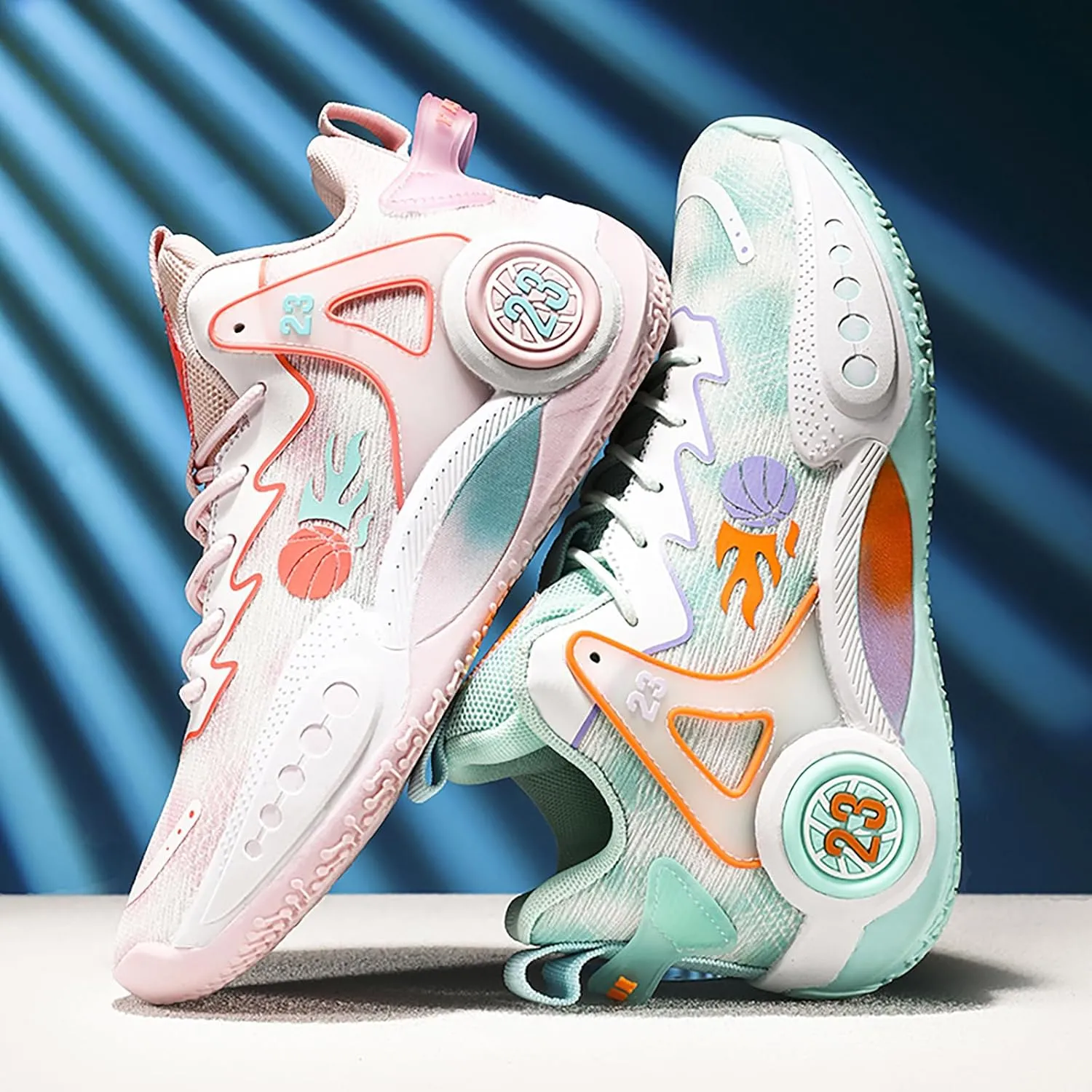 Women Men Basketball Shoes Casual Fashion High Top Lace Up Running Sneakers Color Blocking Sport Shoes Walking Tennis Shoes
