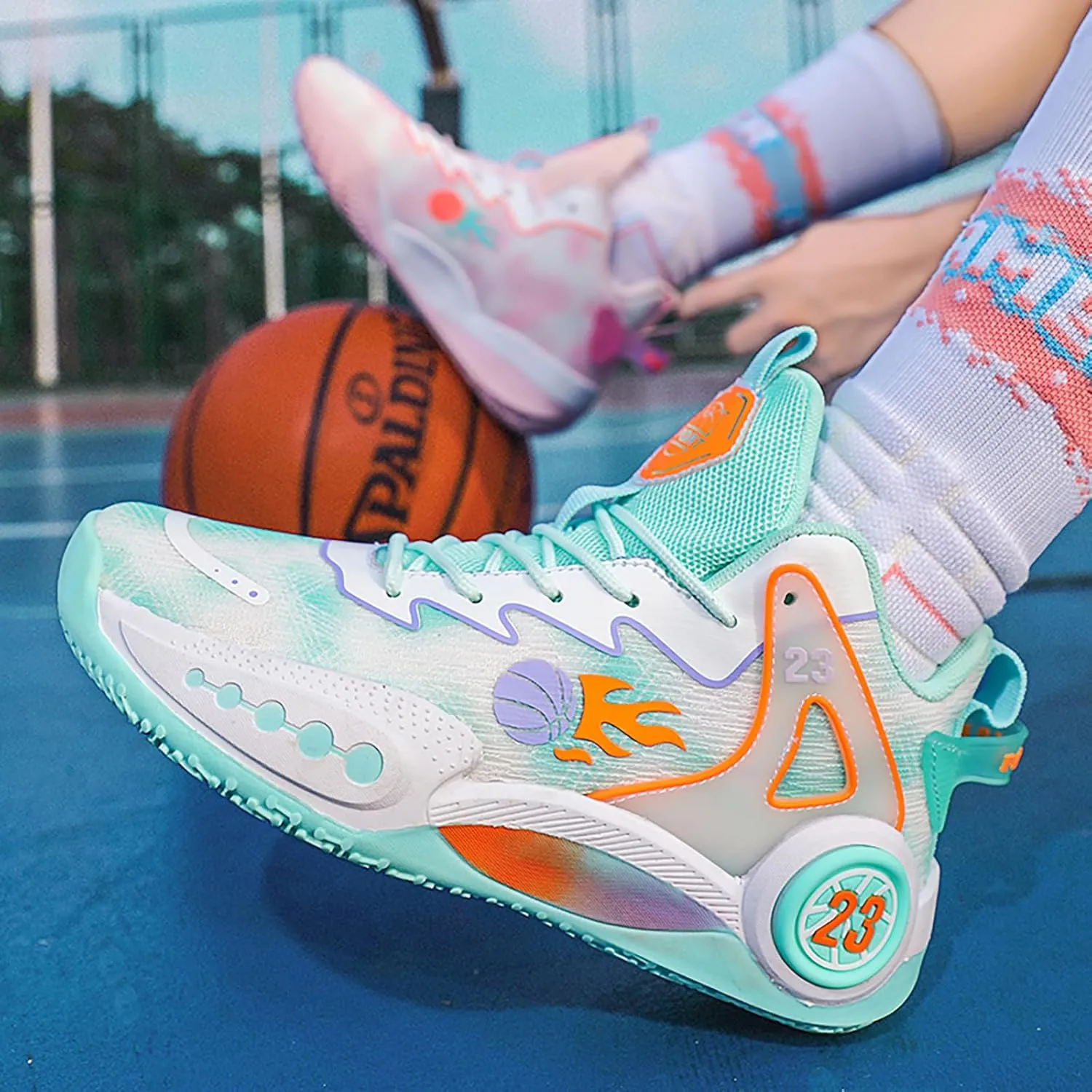 Women Men Basketball Shoes Casual Fashion High Top Lace Up Running Sneakers Color Blocking Sport Shoes Walking Tennis Shoes