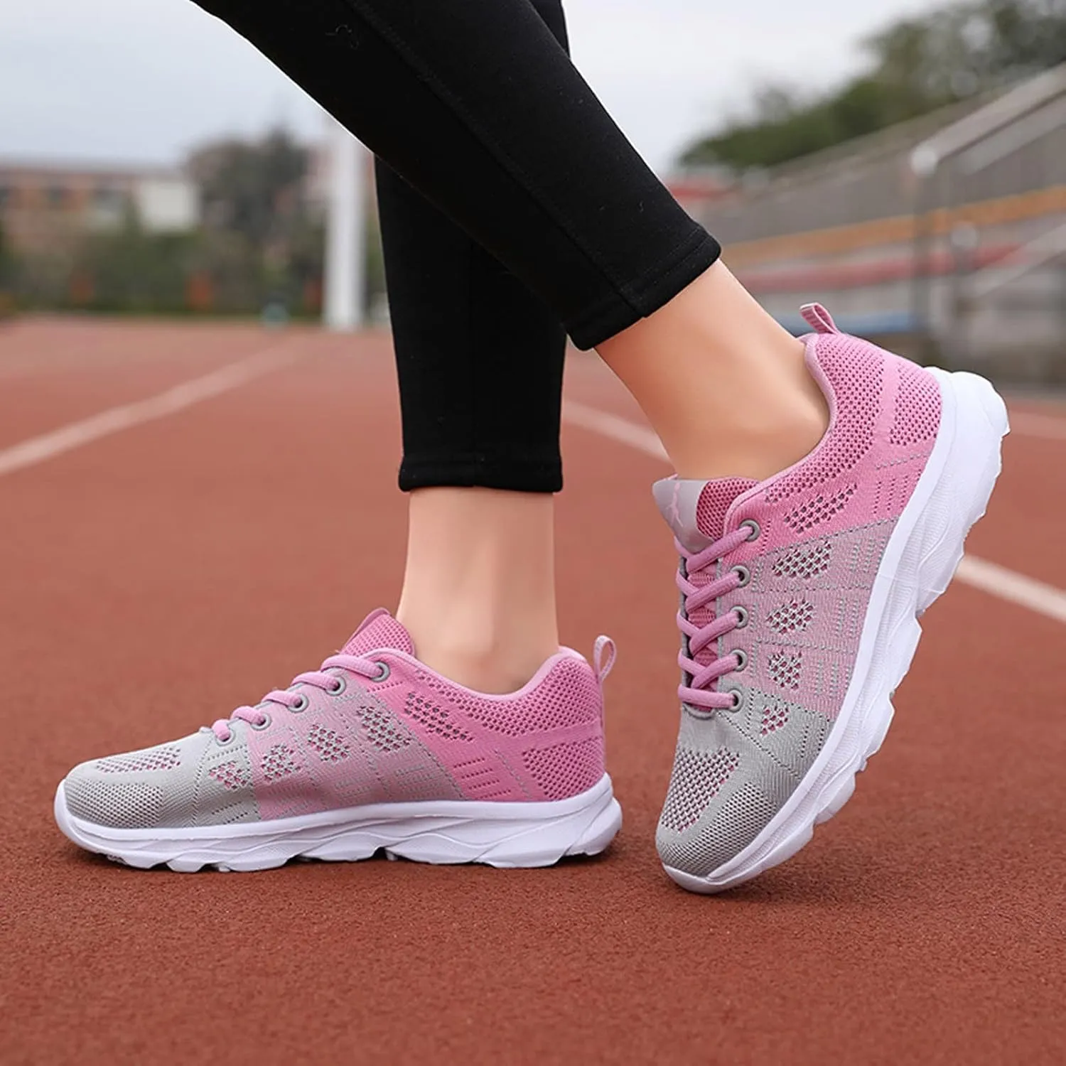 Women Sneakers Breathable Walking Tennis Shoes Comfortable Lightweight Lace Up Casual Running Sports Shoes