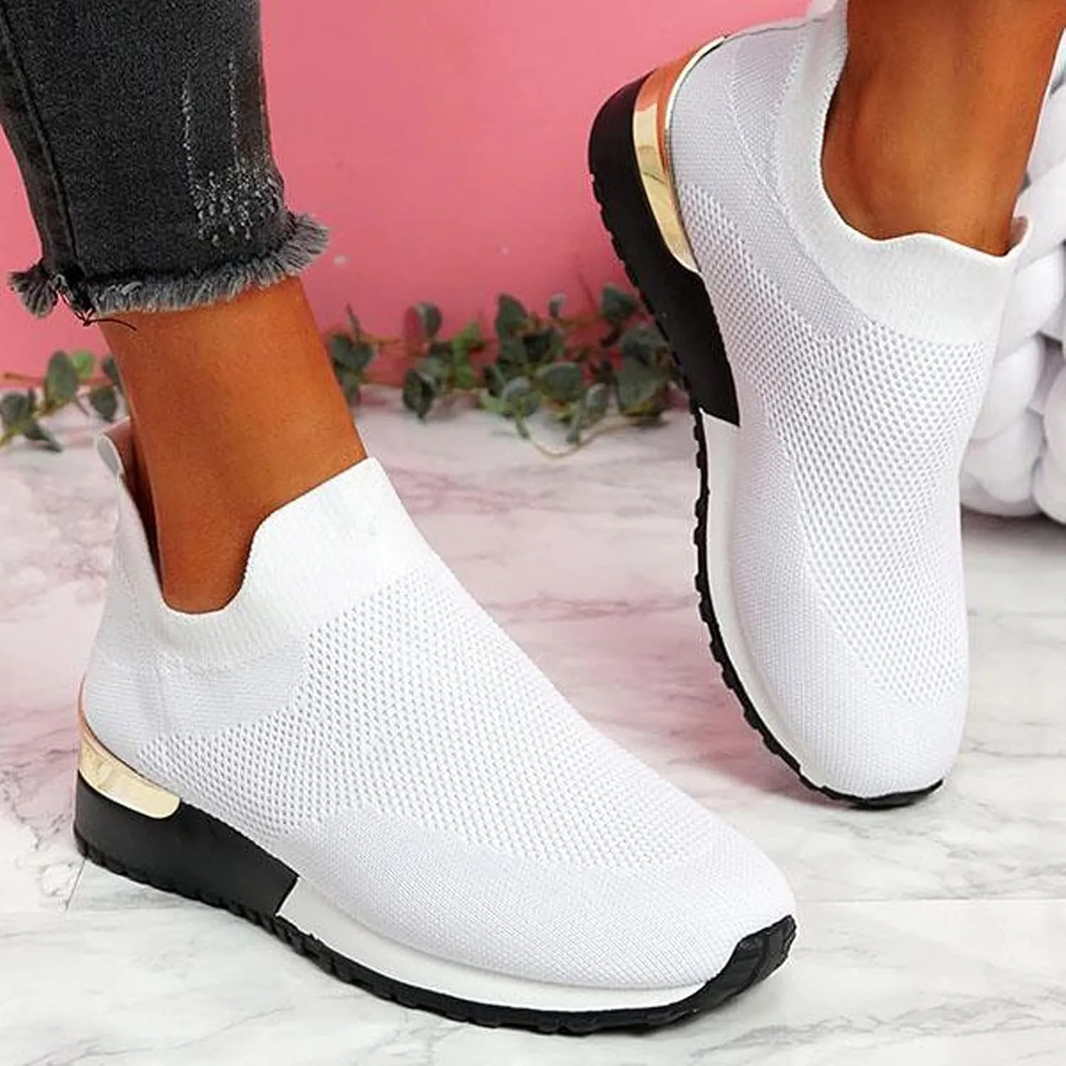 Women's Barefoot Costume Shoes Outdoor Breathable Sports Color Shoes Mesh Solid Runing Womens Fashion Sneakers