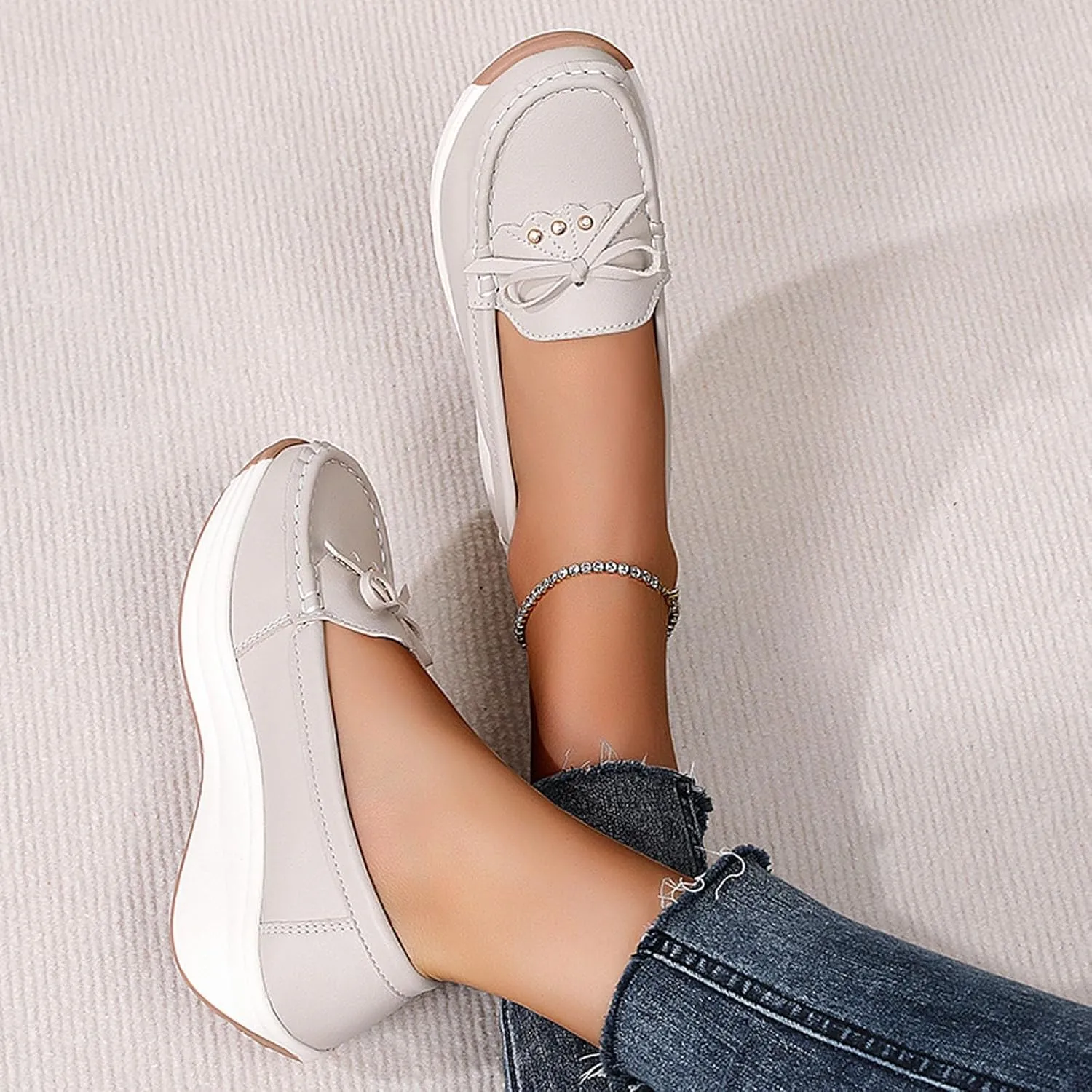 Women's Casual Slip On Loafers Comfortable Lightweight Soft Sole Flat Shoes for Daily Wear Work and Leisure