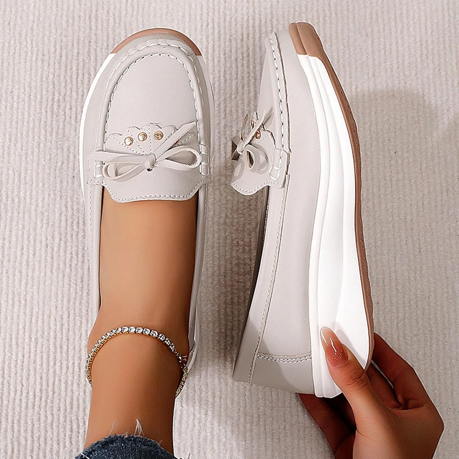 Women's Casual Slip On Loafers Comfortable Lightweight Soft Sole Flat Shoes for Daily Wear Work and Leisure