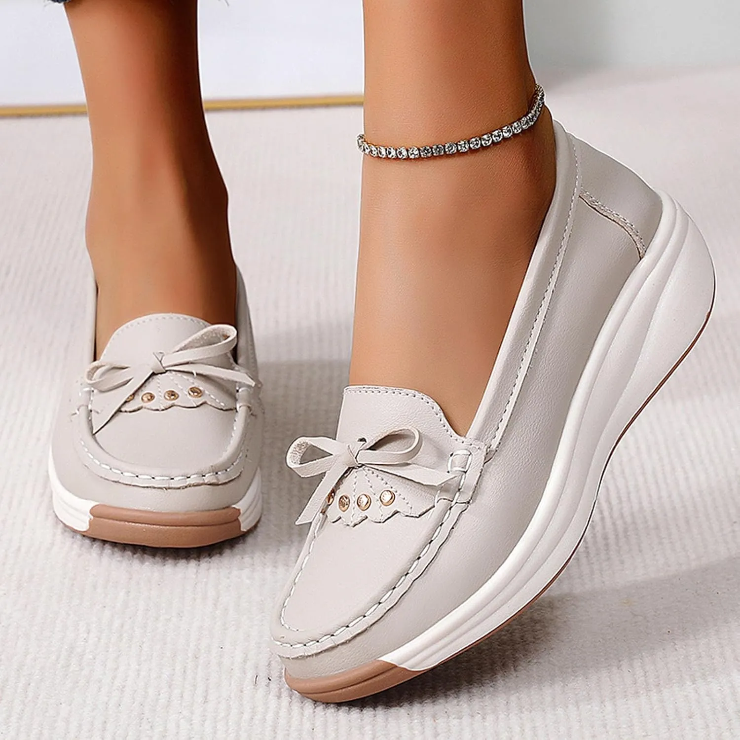 Women's Casual Slip On Loafers Comfortable Lightweight Soft Sole Flat Shoes for Daily Wear Work and Leisure