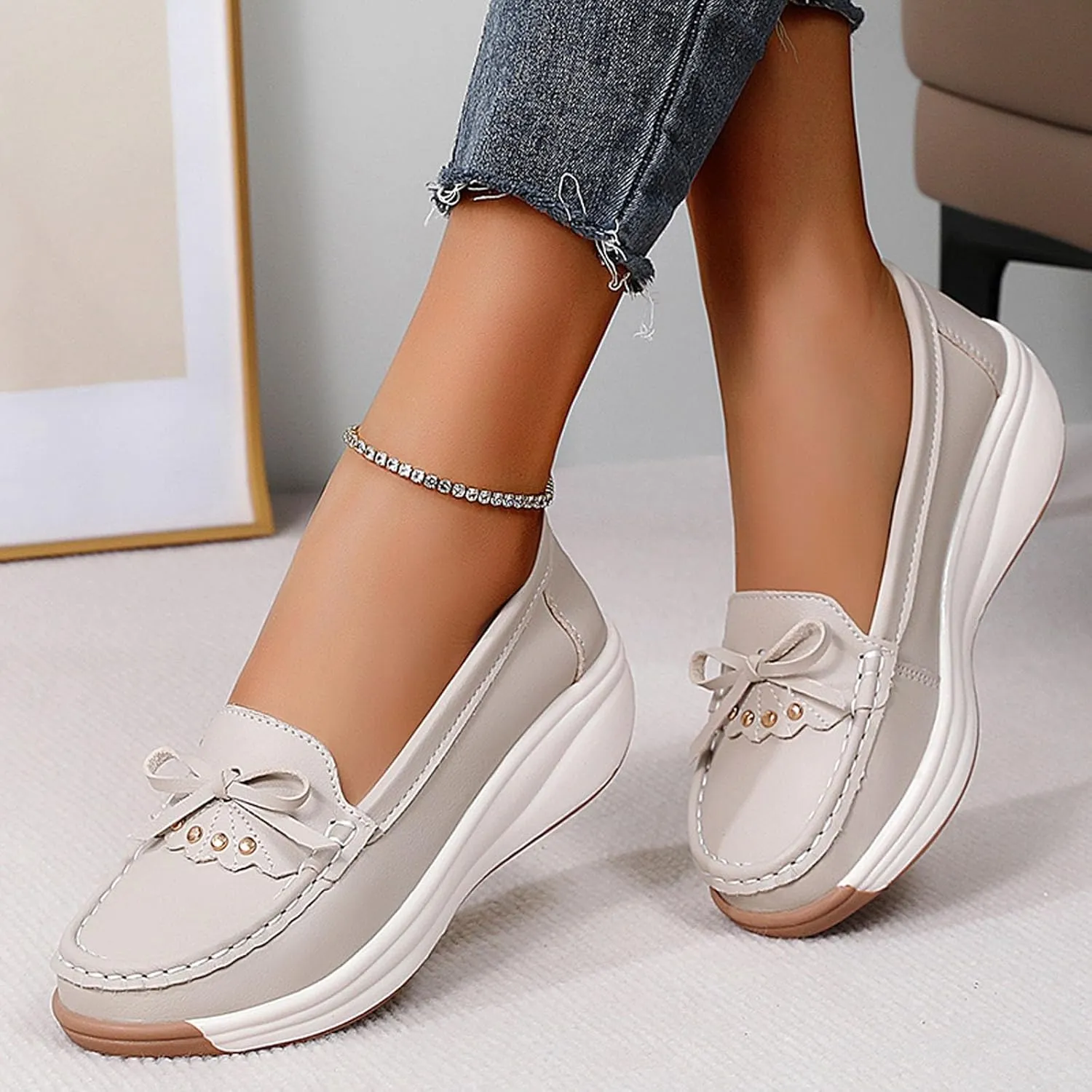 Women's Casual Slip On Loafers Comfortable Lightweight Soft Sole Flat Shoes for Daily Wear Work and Leisure