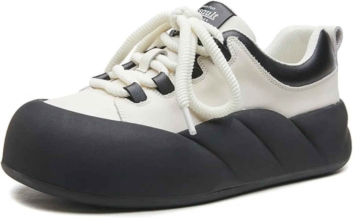 Women's Leather Increase Height Platform Casual Shoes,Outdoor Non-Slip Soft-Soled Shock-Absorbing Running Sneakers