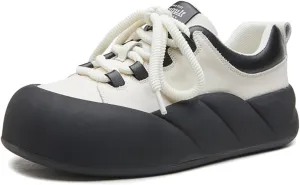 Women's Leather Increase Height Platform Casual Shoes,Outdoor Non-Slip Soft-Soled Shock-Absorbing Running Sneakers