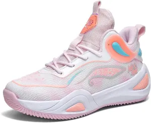 Womens Mens Basketball Shoes Fashion Breathable Athletic Sneakers Lightweight Non Slip Outdoor Sport Volleyball Shoe Pink Size 9