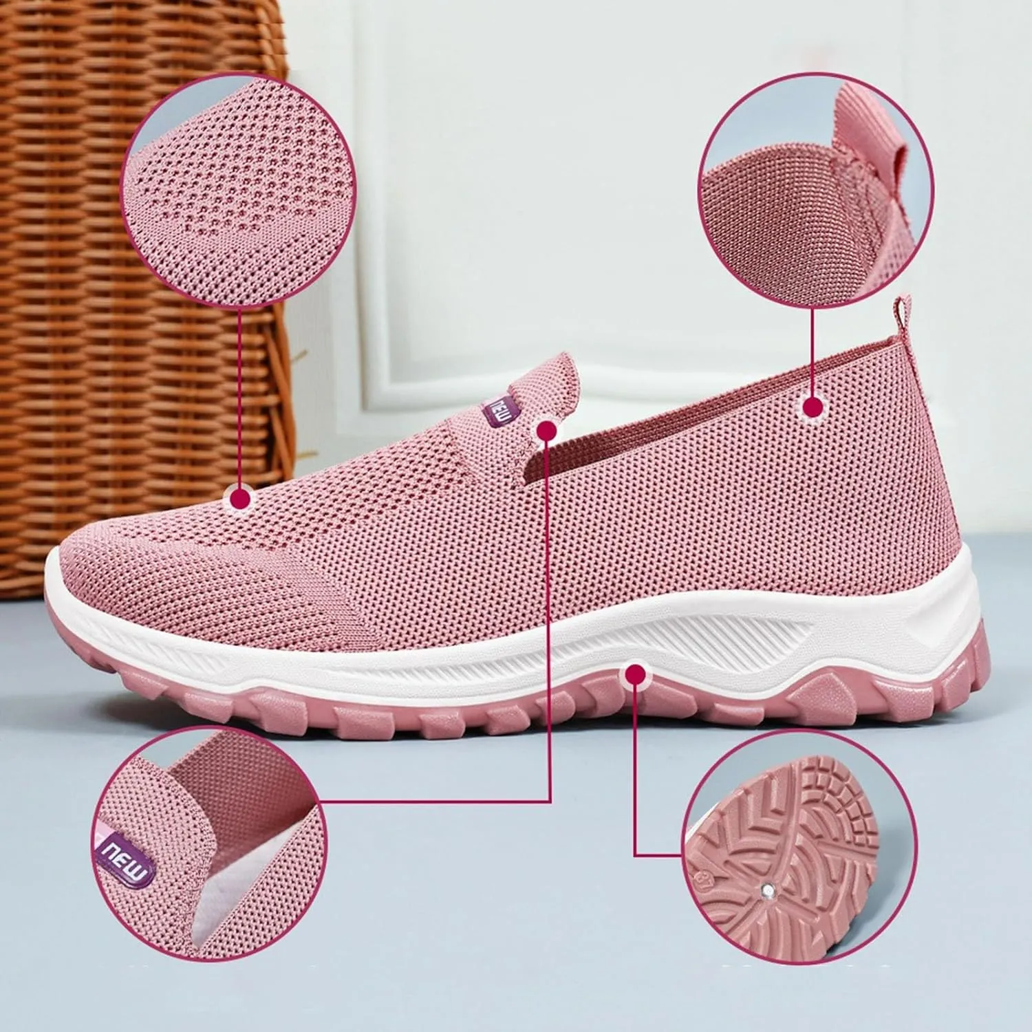Women's Platform Sneakers Fashion Casual Slip On Walking Shoe Non Slip Lightweight Casual Running Shoes