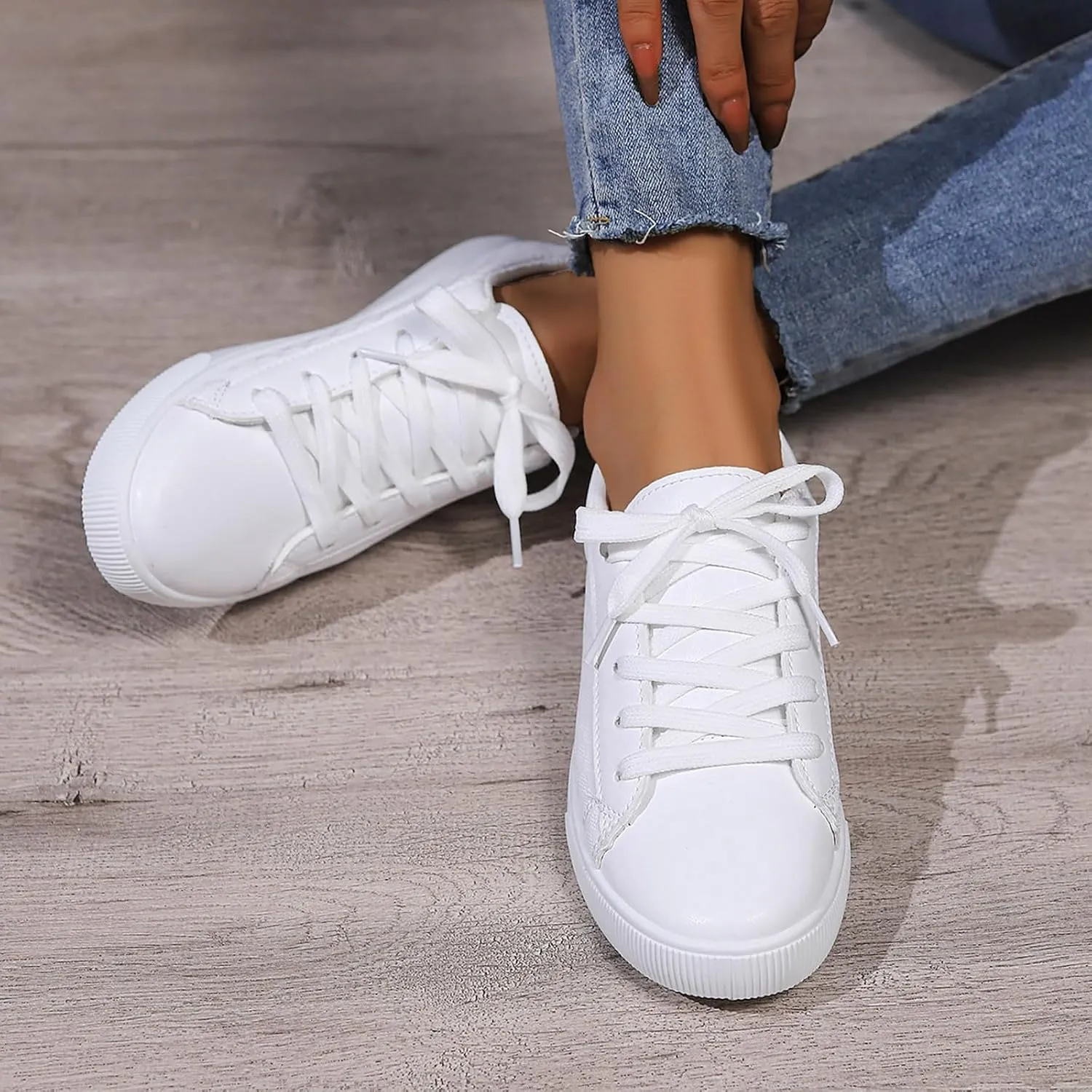 Womens Slip On Walking Shoes Lightweight Casual Workout Shoes Non Slip Flat Lace Up Tennis Running Sneakers