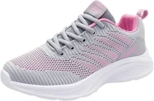 Womens Slip on Walking Shoes Outdoor Breathable Lightweight Running Shoe Non Slip Lace Up Work Tennis Sneakers