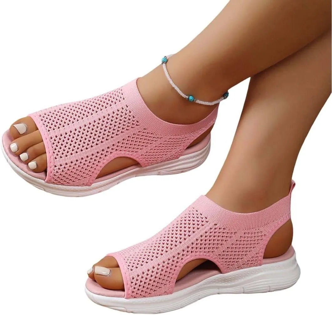 Women's Summer Casual Sandals Soft Flat Thick Bottom Comfortable Slip Outdoor Walking Fashionable Lightweight