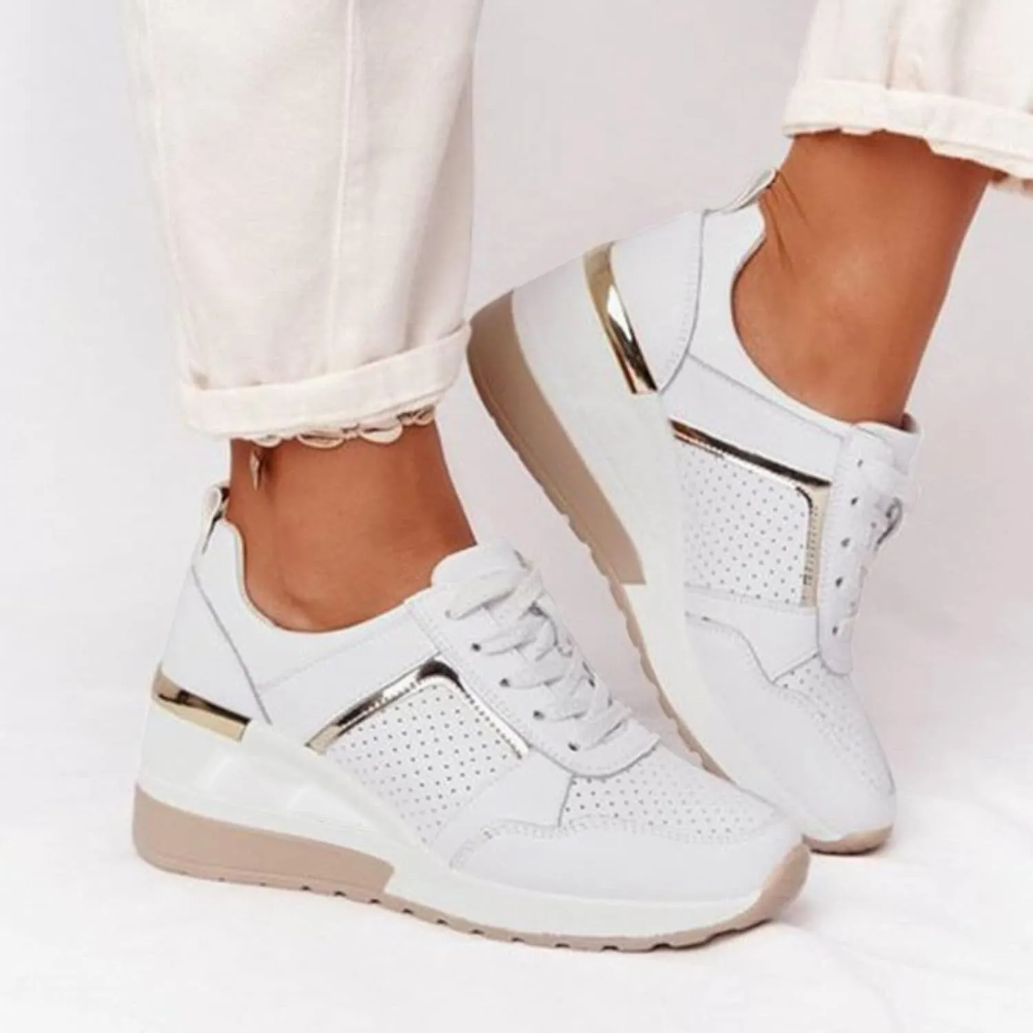Womens Walking Shoes Thick Sole Fashion Breathable Sneakers Comfortable Slip On Casual Platform Sneakers for Women