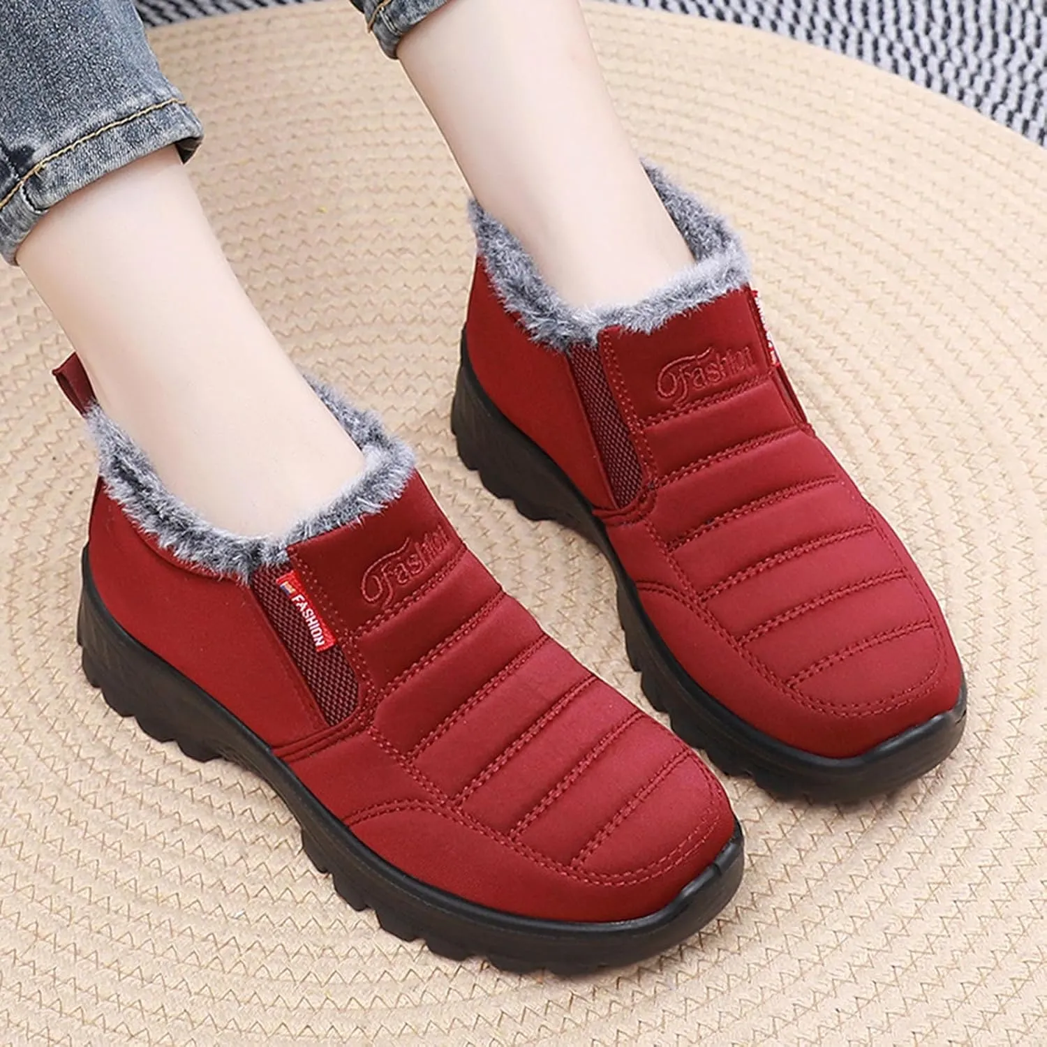 Women's Waterproof Winter Snow Boots Lightweight Warm Faux Fur Lined Mid-Calf Booties Lightweight Winter Warm Thermal