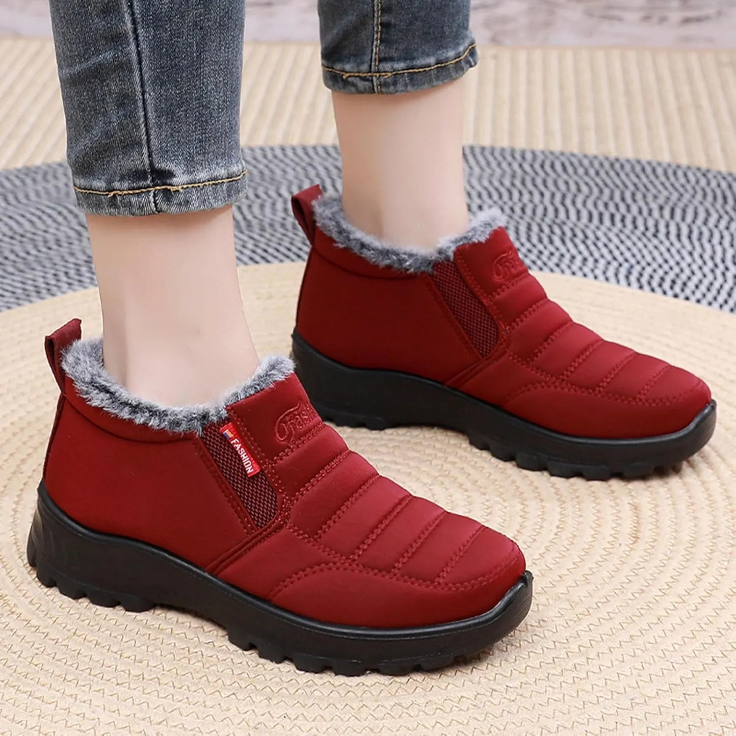 Women's Waterproof Winter Snow Boots Lightweight Warm Faux Fur Lined Mid-Calf Booties Lightweight Winter Warm Thermal