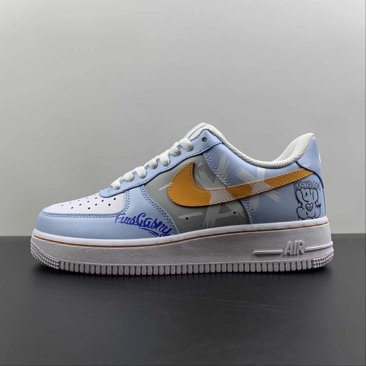 Air Force 1 07 Low Garfield Light Blue Orange Gray CW2288-669 walking shoes