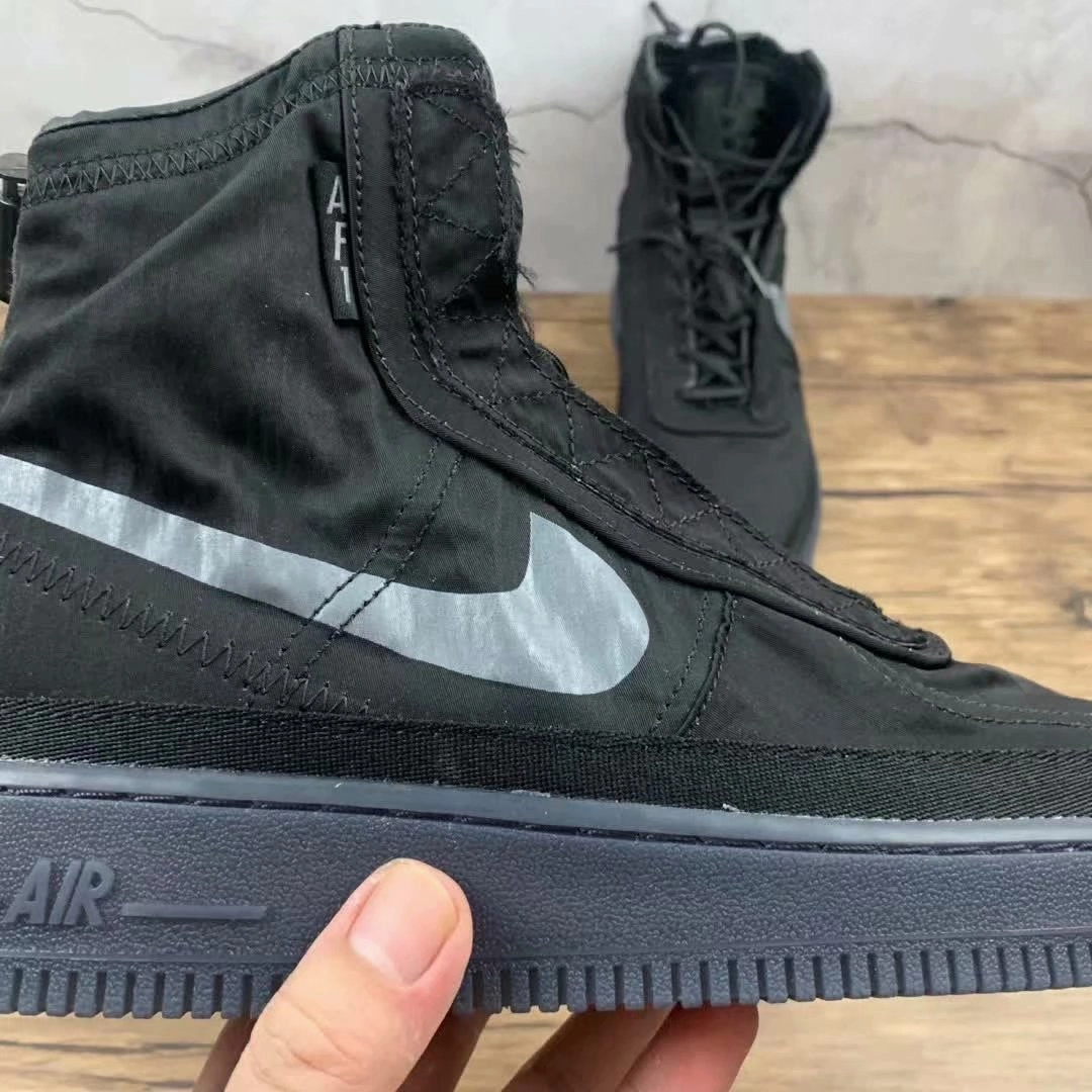 lace up closure No Breakin Air Force 1 Shell  Black Dark Grey BQ6096 001