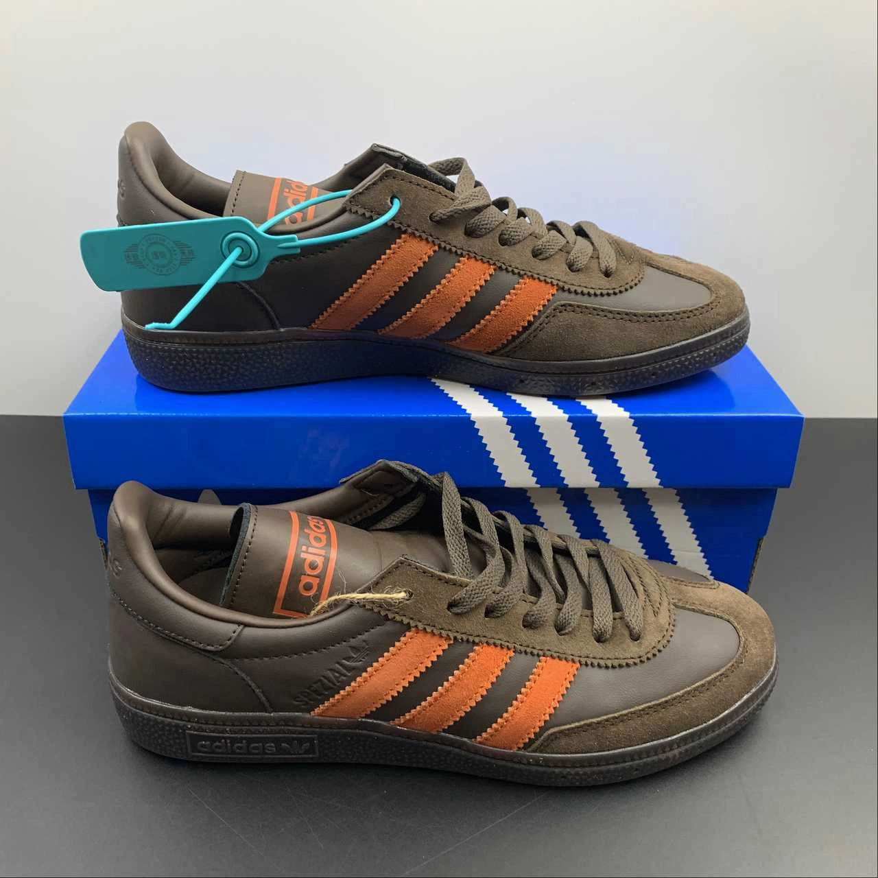 Adidas Handball Spezial Brown Collegiate Orange HP6694 running on trail urban - climate shoes
