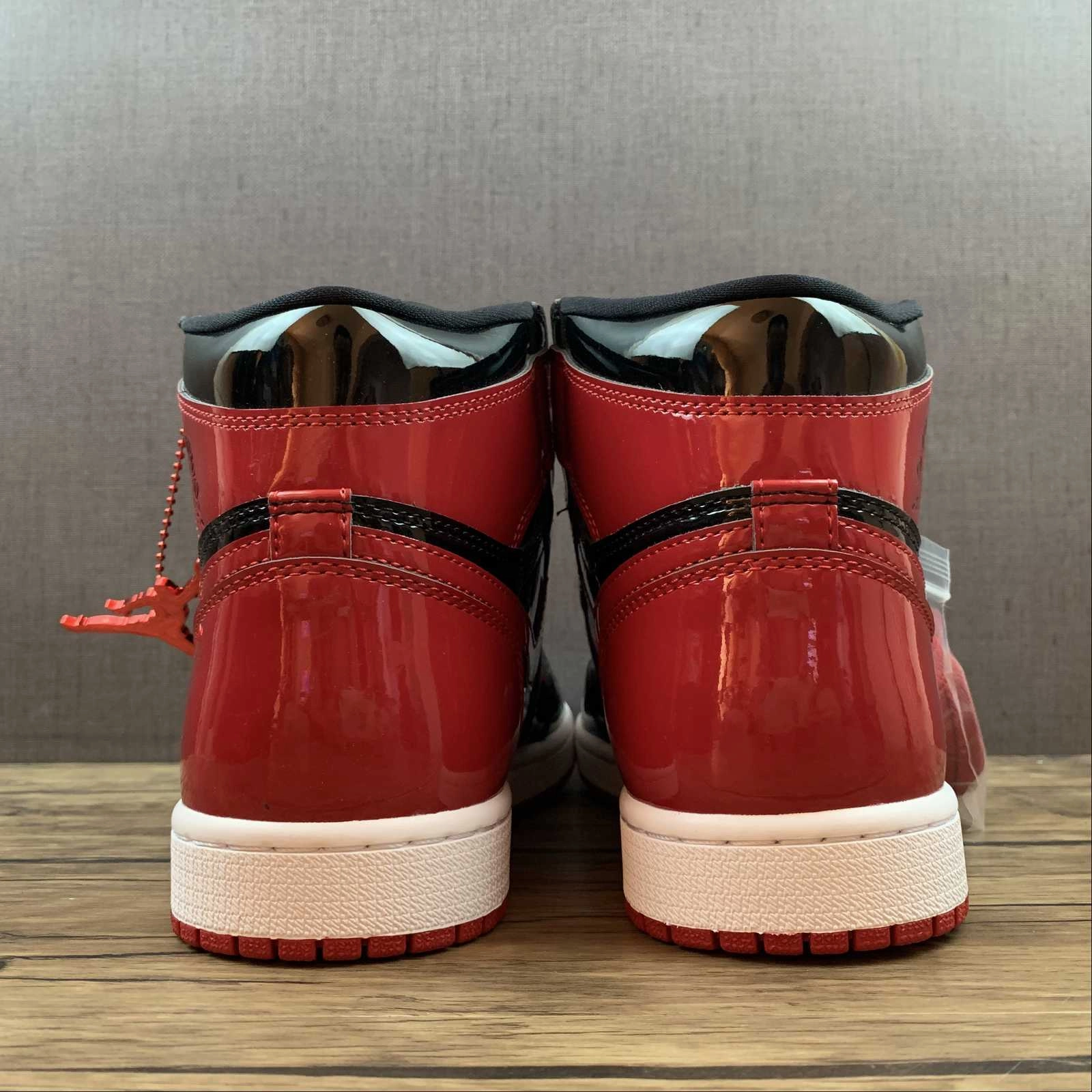 Air Jordan 1 Retro High OG ??Bred Patent?? Black White-Varsity Red (2021)555088-063 Trendy