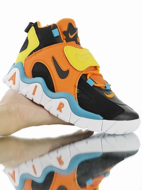 Air Barrage Mid QS Fire Attack Retro Naranja, Negro, Agua, Azul y Blanco supreme - running