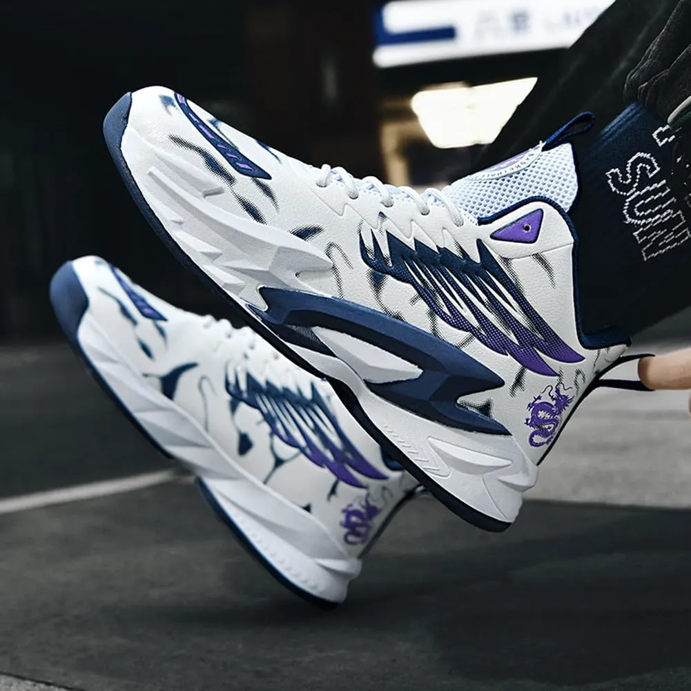 YAXE Unisex High Top Basketball Shoes Lightweight Comfortable Non Slip Fashion Running Sneakers