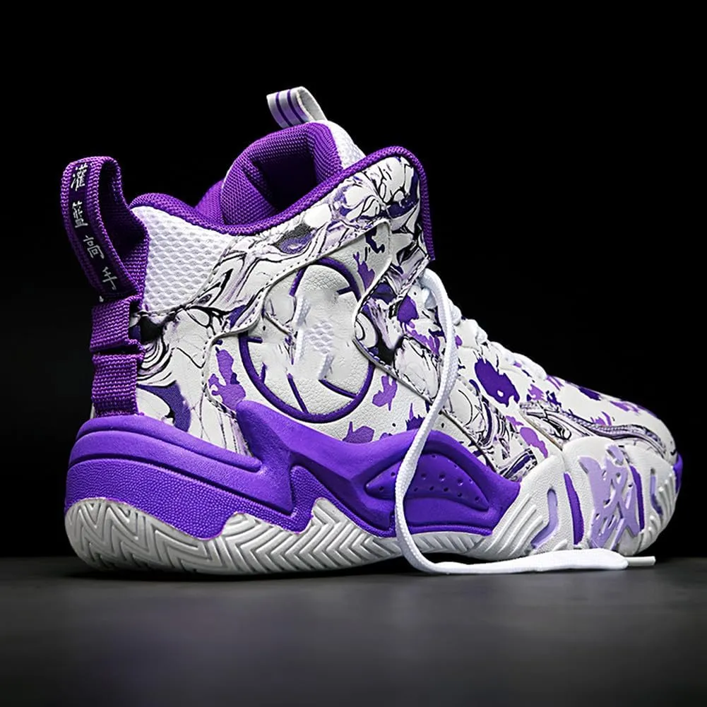 YAXE Unisex High Top Basketball Shoes Lightweight Comfortable Non Slip Fashion Running Sneakers