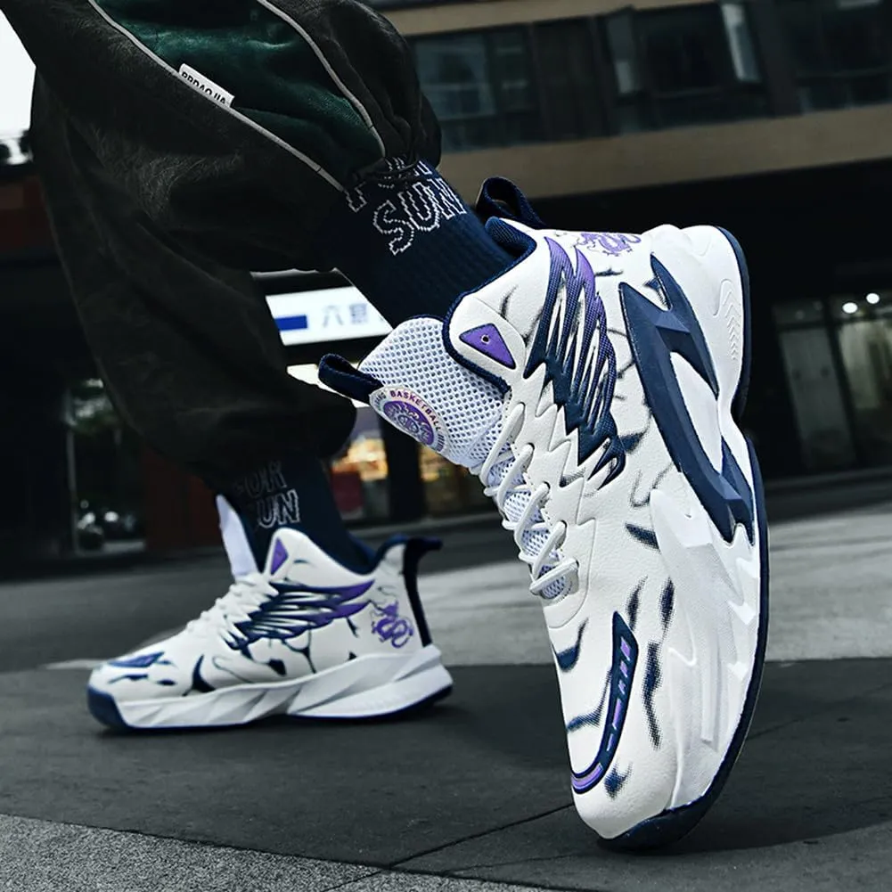 YAXE Unisex High Top Basketball Shoes Lightweight Comfortable Non Slip Fashion Running Sneakers