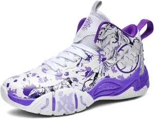 YAXE Unisex High Top Basketball Shoes Lightweight Comfortable Non Slip Fashion Running Sneakers