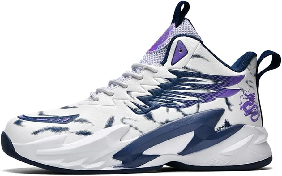 YAXE Unisex High Top Basketball Shoes Lightweight Comfortable Non Slip Fashion Running Sneakers