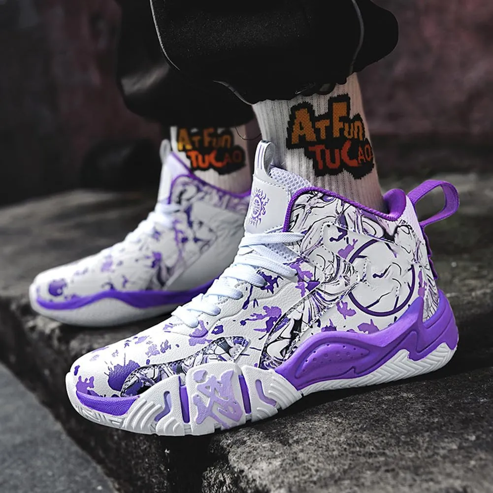 YAXE Unisex High Top Basketball Shoes Lightweight Comfortable Non Slip Fashion Running Sneakers