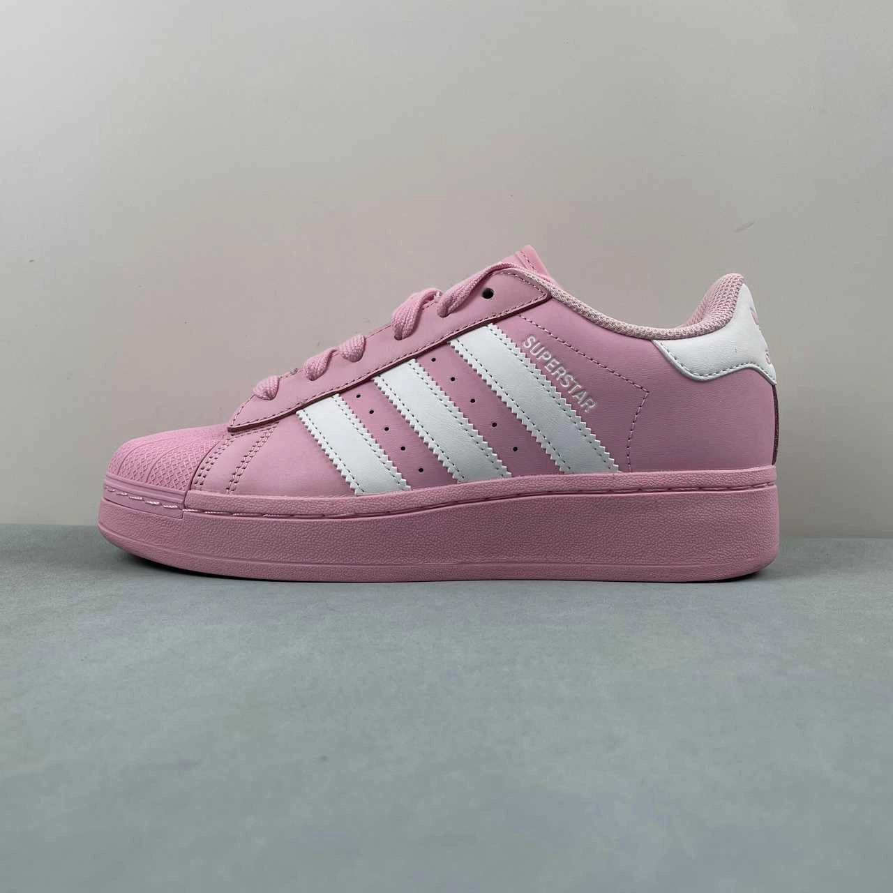 Adidas Superstar XLG Pink White Pink ID5733 running with a reflector