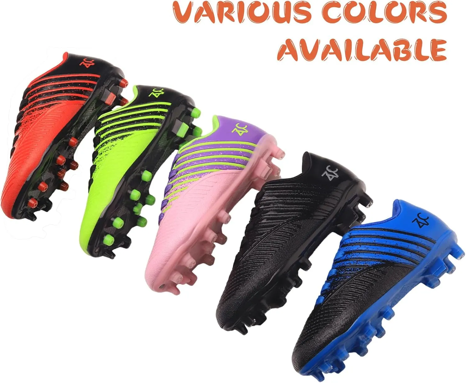 ZVC Kids Soccer Cleats Boys Girls Soccer Shoes Outdoor Firm Ground Youth Football Cleats (Little Kid/Big Kid)