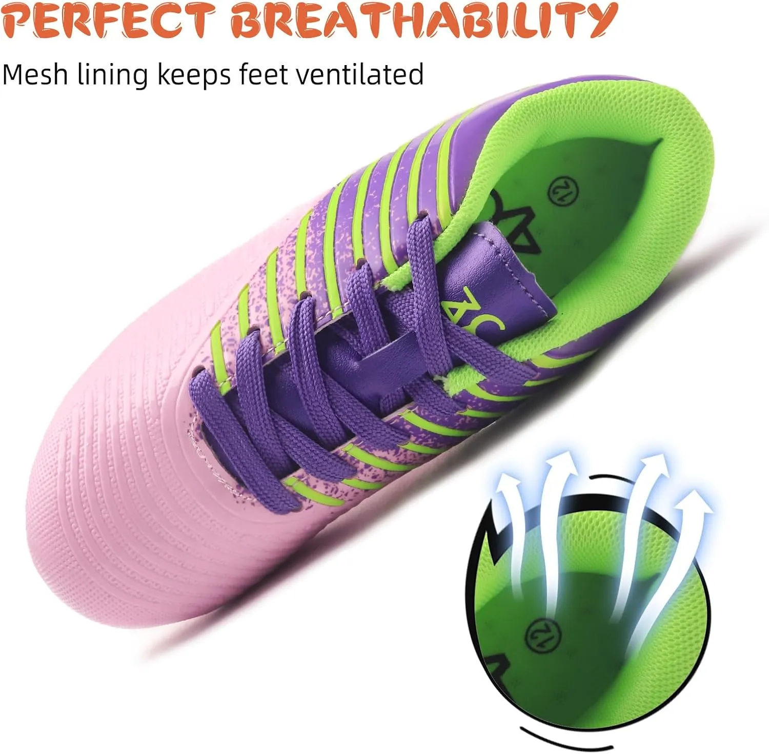 ZVC Kids Soccer Cleats Boys Girls Soccer Shoes Outdoor Firm Ground Youth Football Cleats (Little Kid/Big Kid)